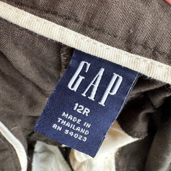 Gap Y2K Wide Leg Linen Pants Chocolate Brown Size 12R Minimalist Fall Staple - Picture 3 of 7